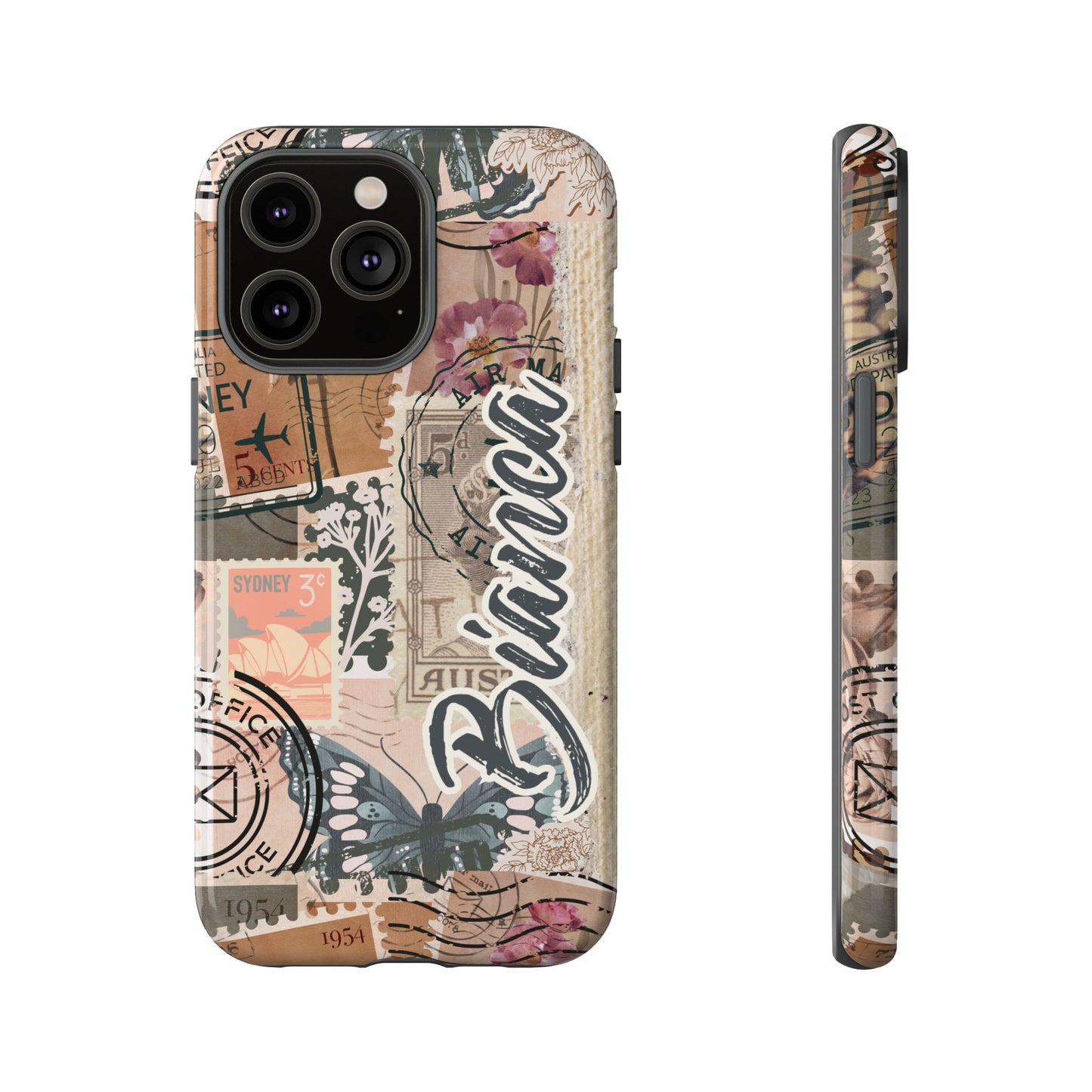 Personalised phone tough case - vintage stamp design