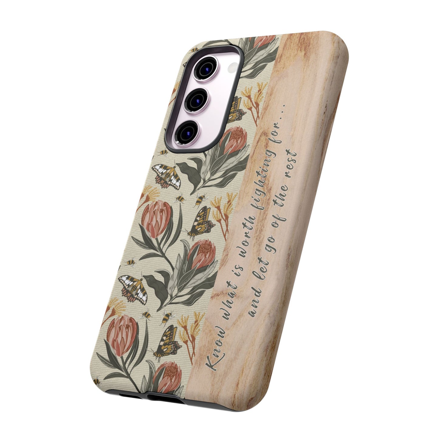 Phone tough case with hand drawn artwork and personalised affirmations