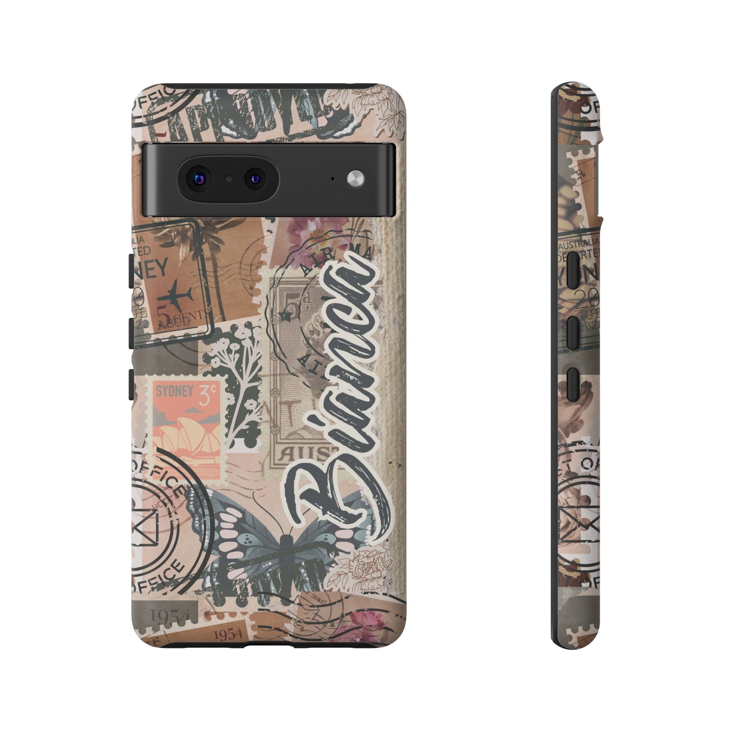 Personalised phone tough case - vintage stamp design