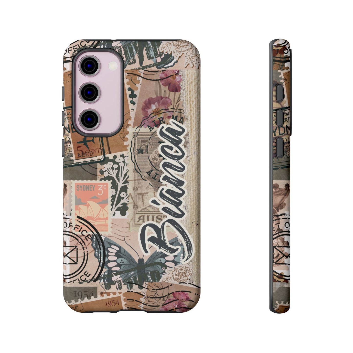 Personalised phone tough case - vintage stamp design