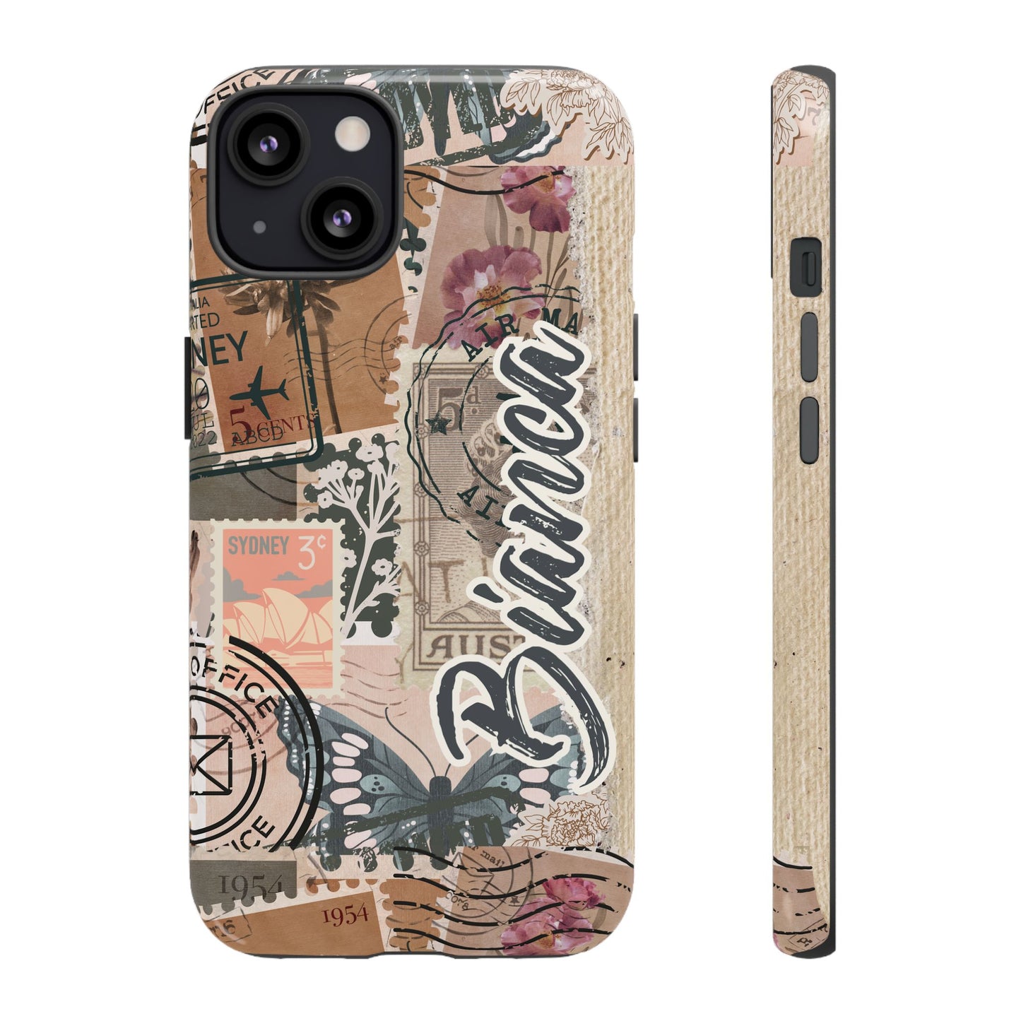 Personalised phone tough case - vintage stamp design