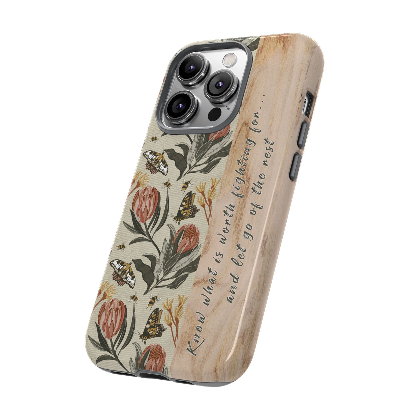 Phone tough case with hand drawn artwork and personalised affirmations