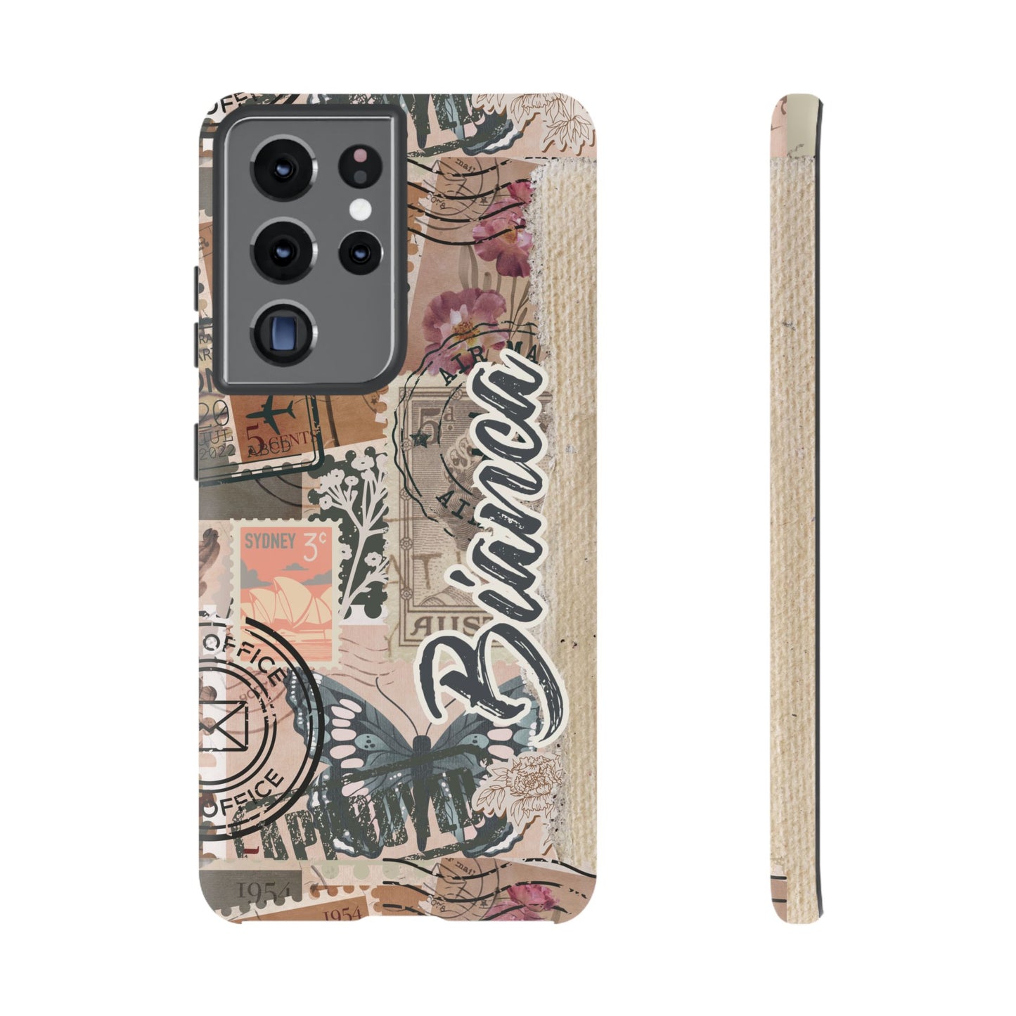 Personalised phone tough case - vintage stamp design