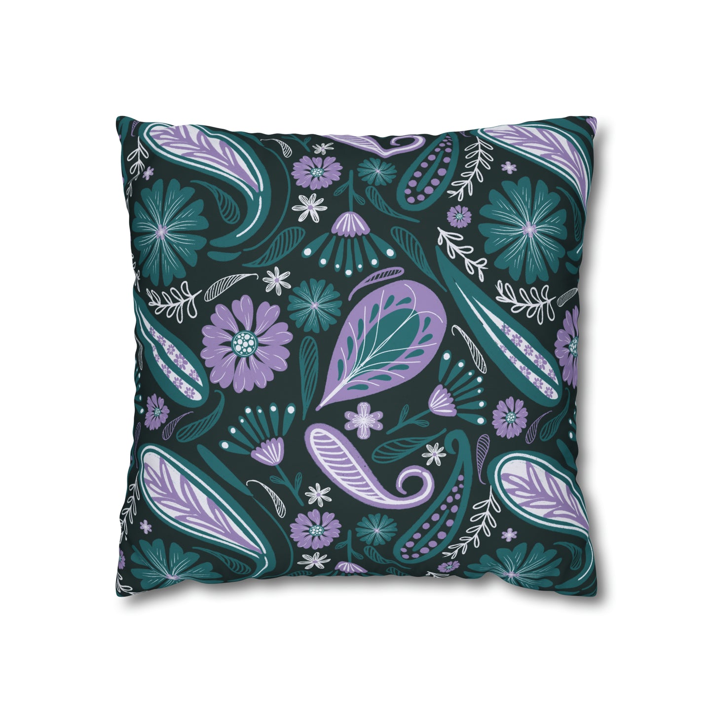 Serenity - hand drawn patterned cushion cover serene deep teal