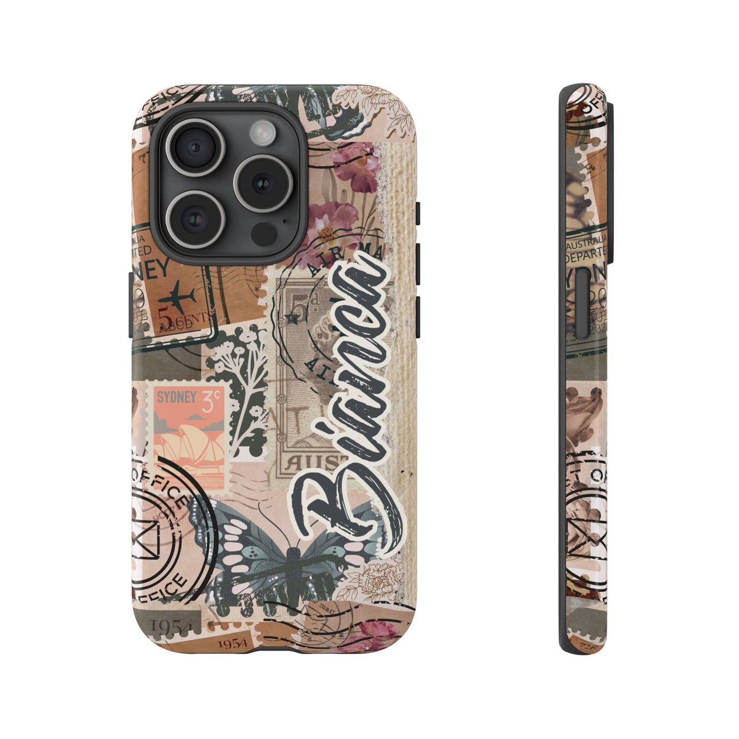 Personalised phone tough case - vintage stamp design