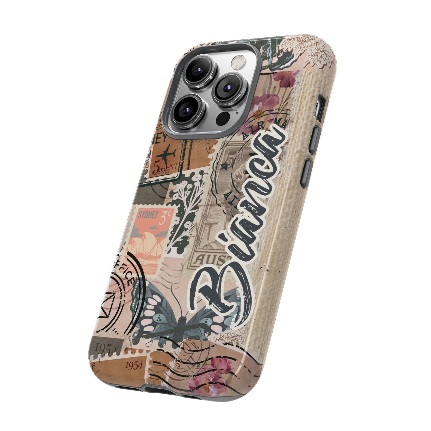 Personalised phone tough case - vintage stamp design