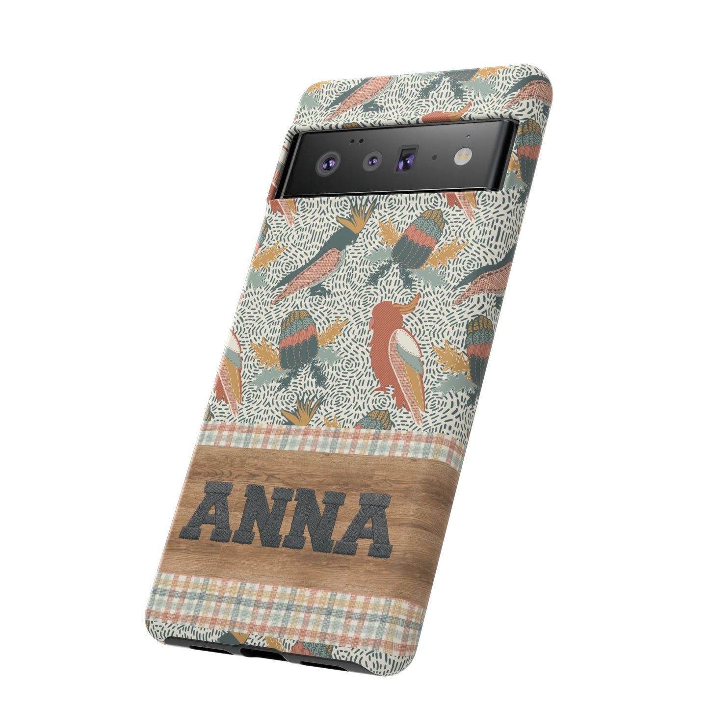 Personalised phone tough case - Native Patches hand drawn design