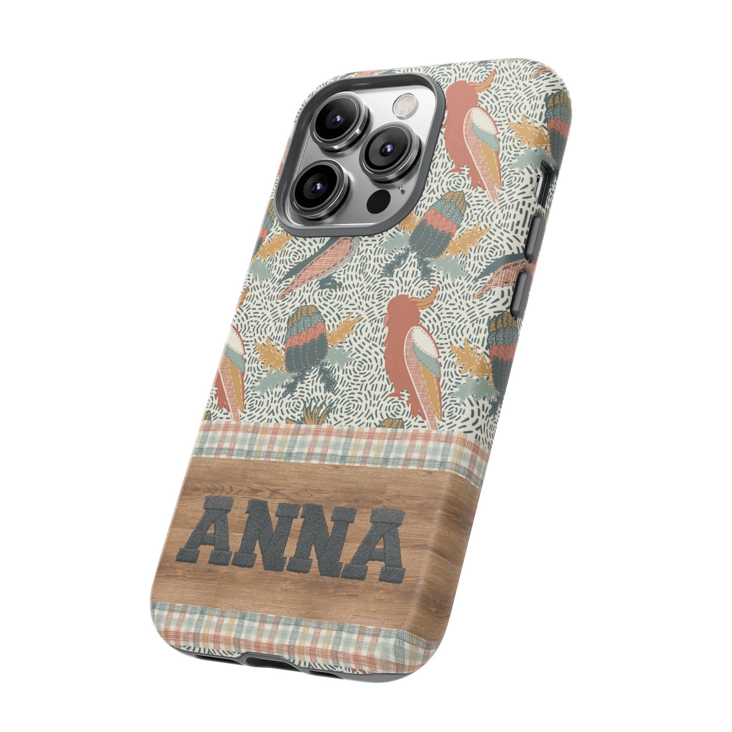 Personalised phone tough case - Native Patches hand drawn design