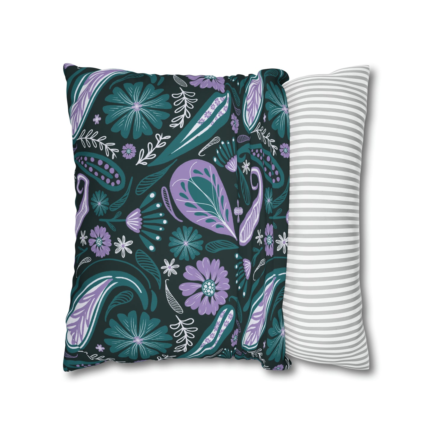 Serenity - hand drawn patterned cushion cover serene deep teal