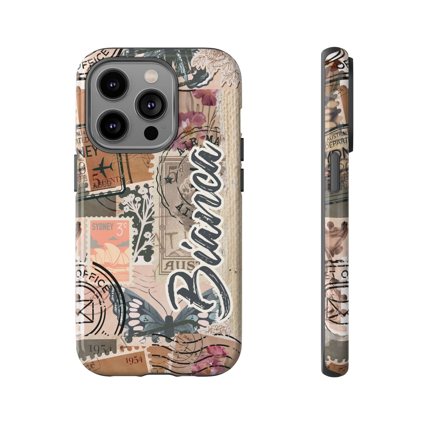 Personalised phone tough case - vintage stamp design