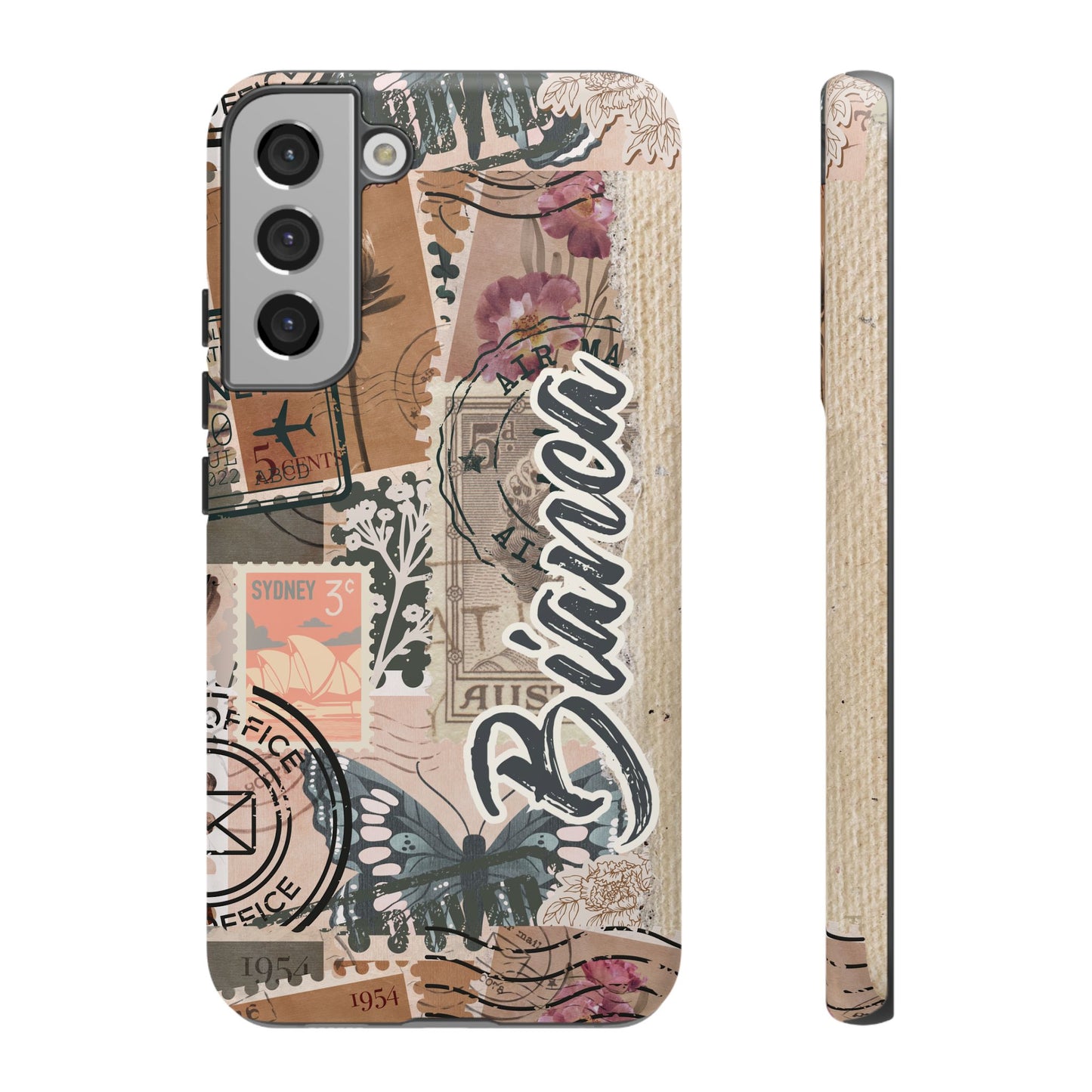 Personalised phone tough case - vintage stamp design