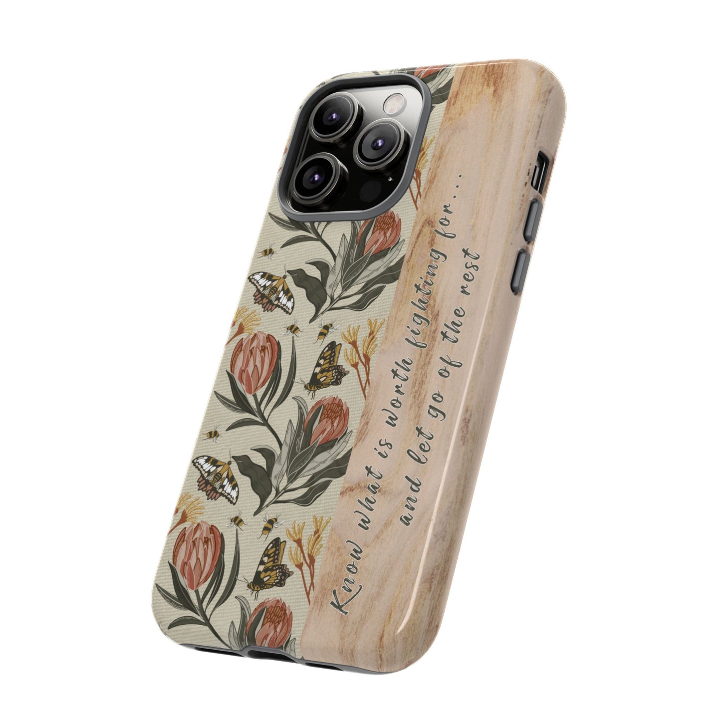 Phone tough case with hand drawn artwork and personalised affirmations