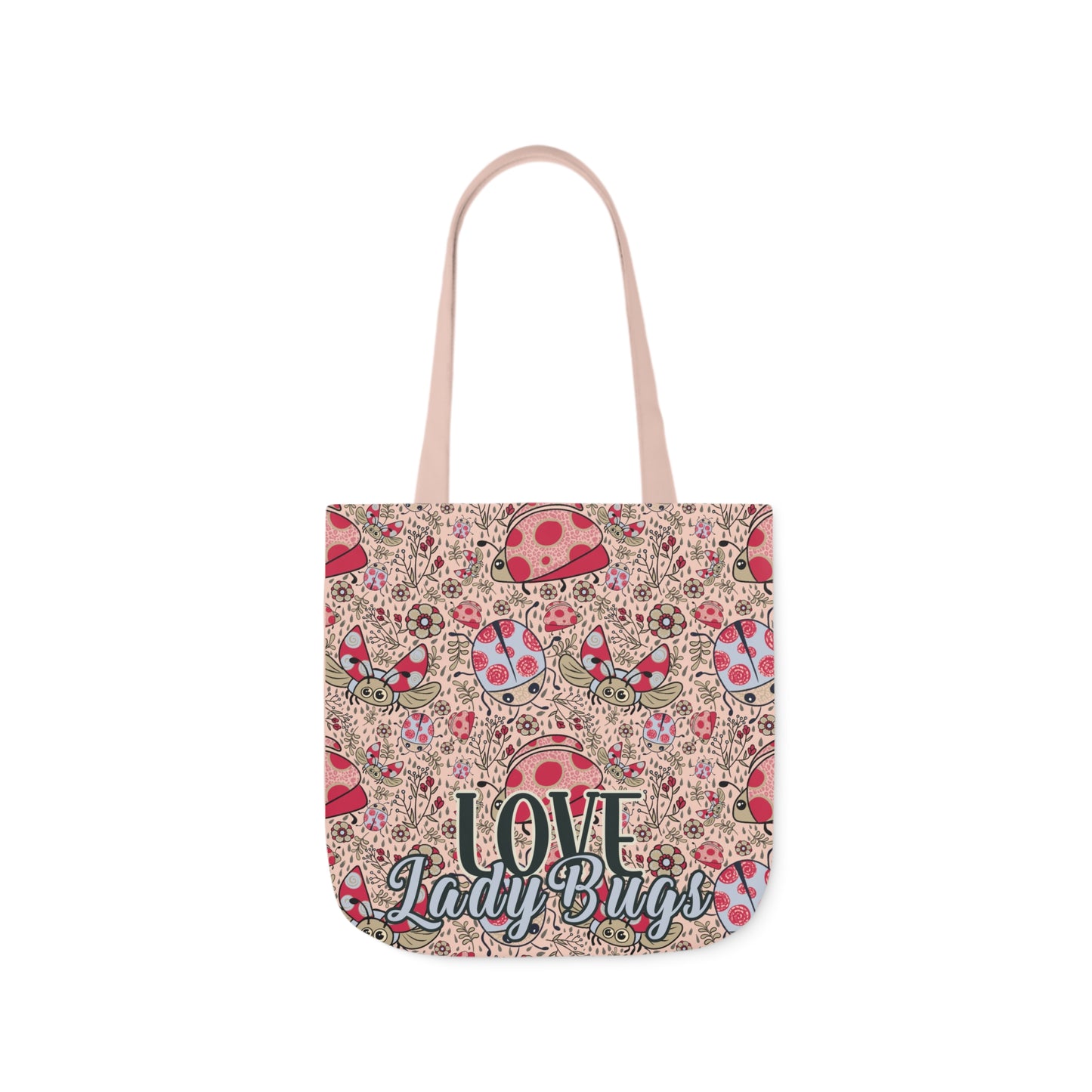 Lady Bug Love custom design Tote Bag - Hand drawn artwork & custom text available - Solei Designs