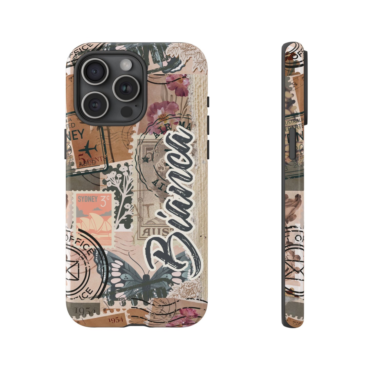 Personalised phone tough case - vintage stamp design