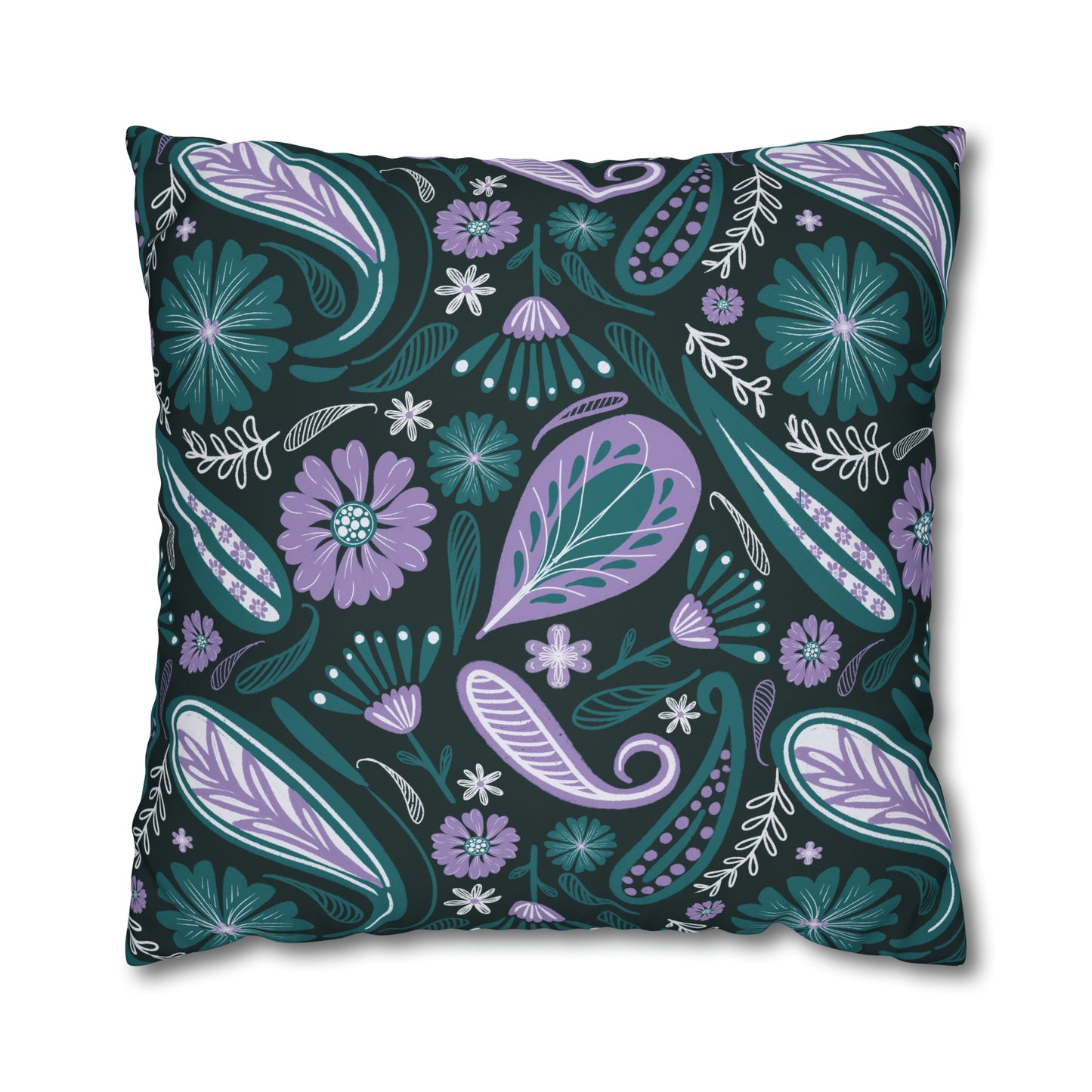 Serenity - hand drawn patterned cushion cover serene deep teal