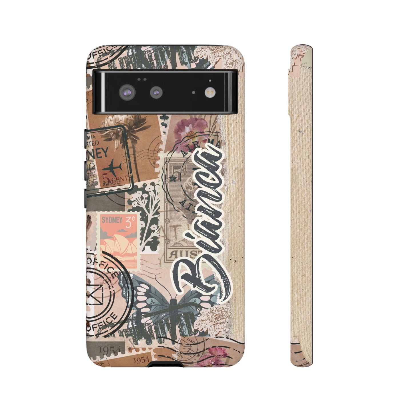 Personalised phone tough case - vintage stamp design