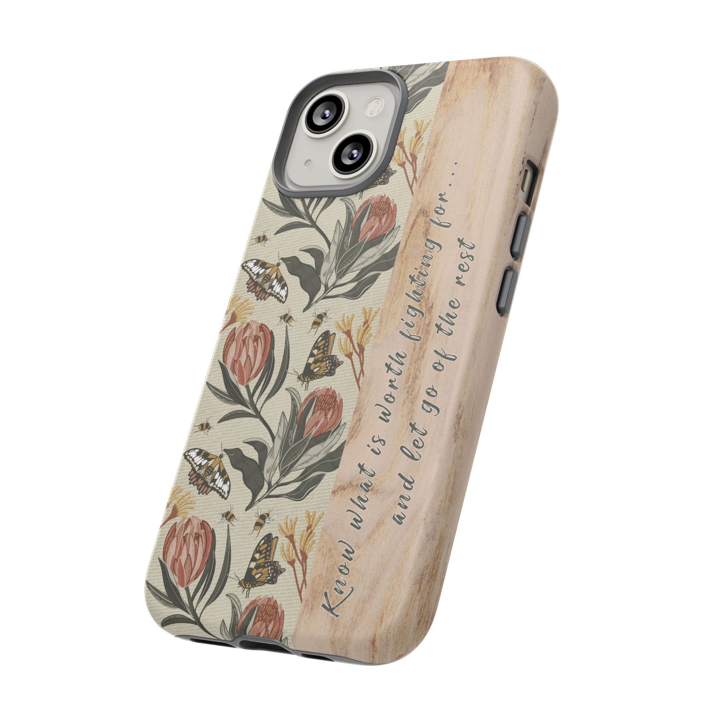 Phone tough case with hand drawn artwork and personalised affirmations