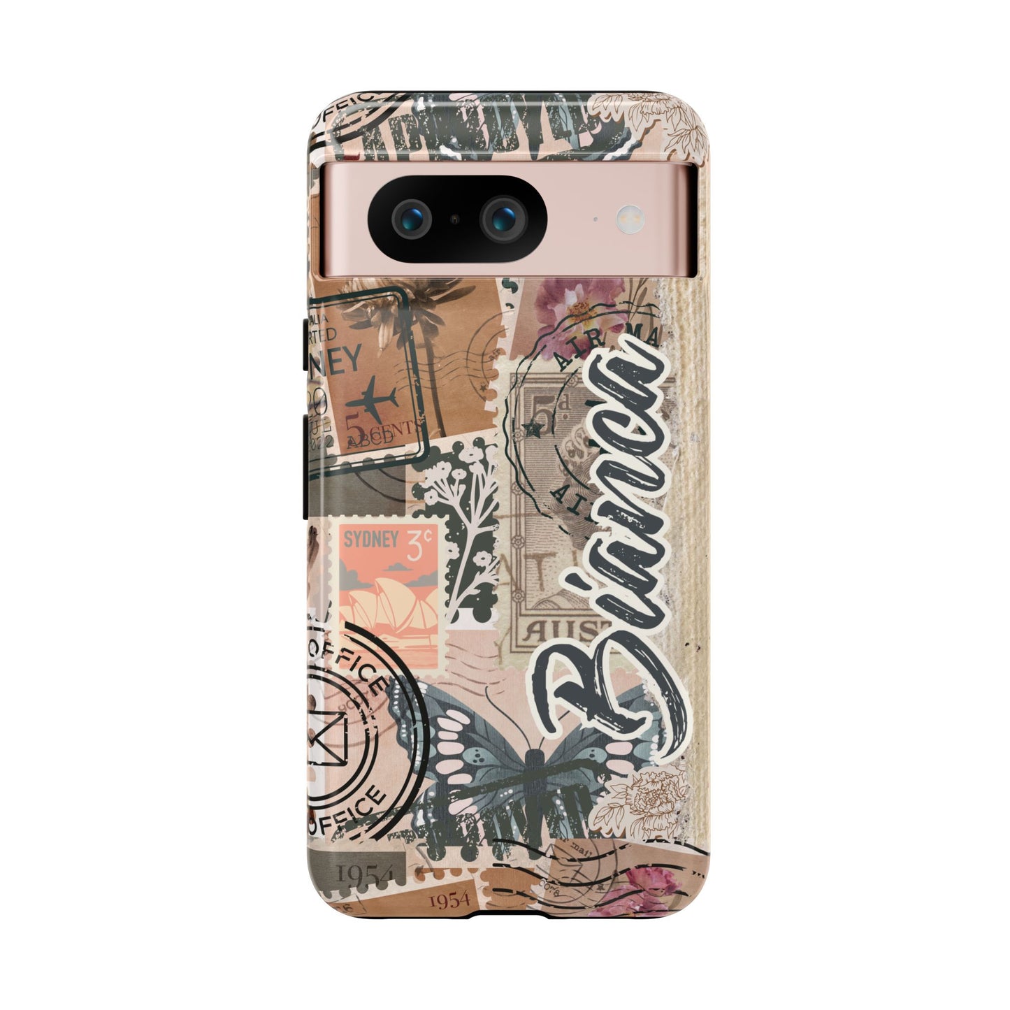 Personalised phone tough case - vintage stamp design