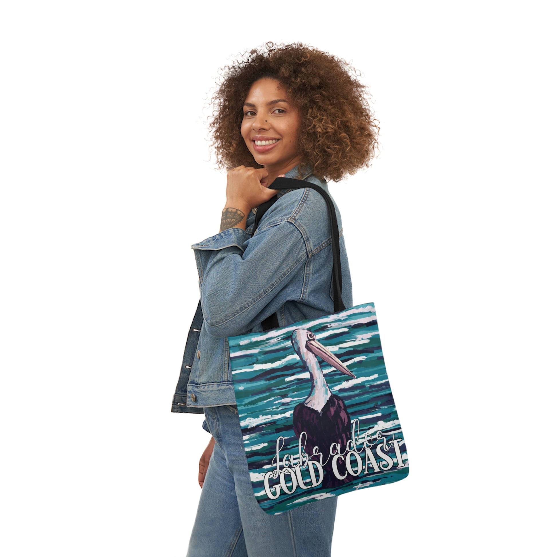 Australian Souvenir Canvas Tote Bag - Gold Coast Pelican hand drawn artwork - Solei Designs