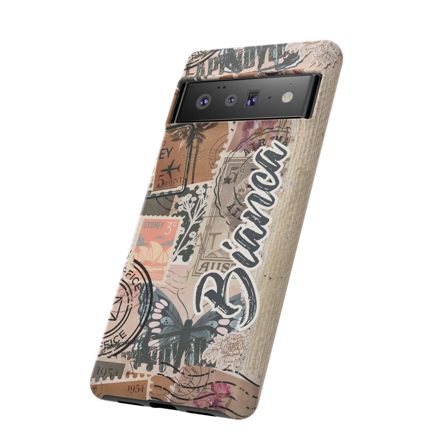 Personalised phone tough case - vintage stamp design