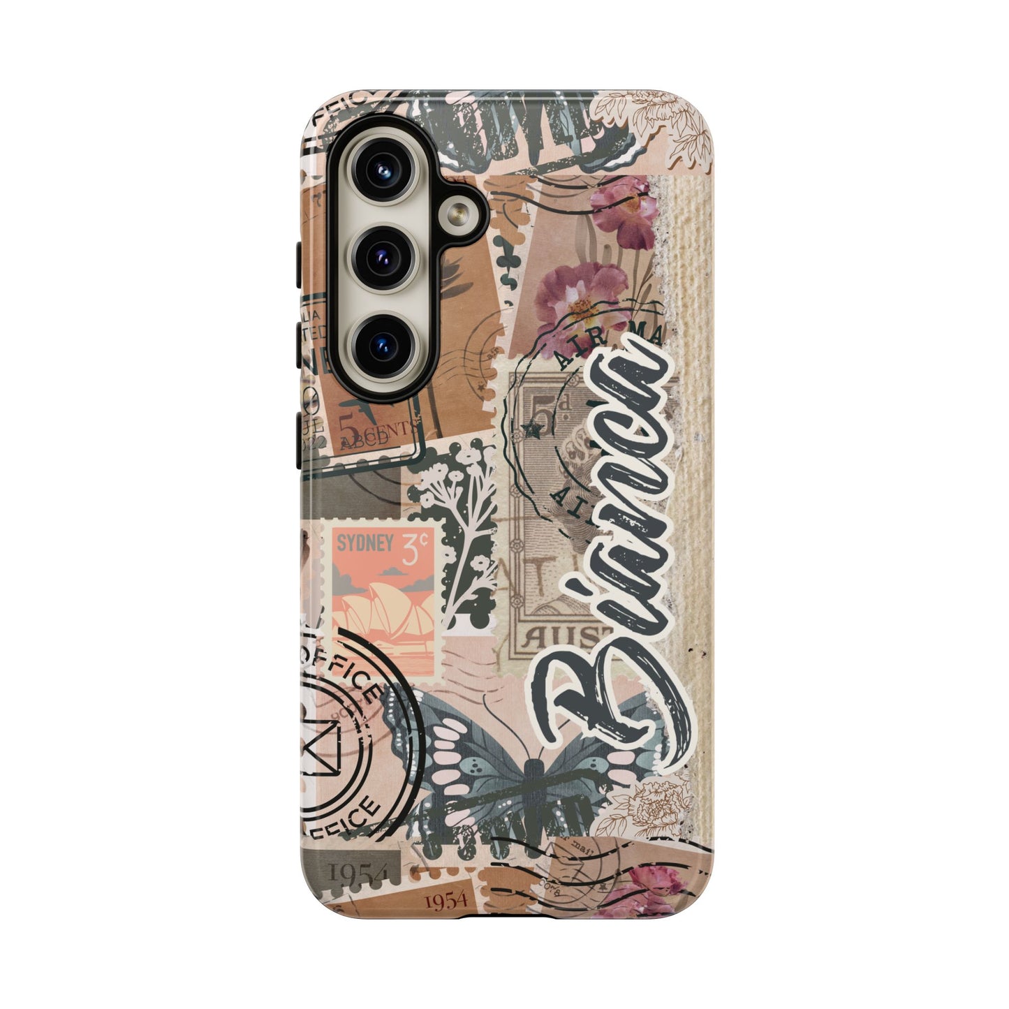 Personalised phone tough case - vintage stamp design