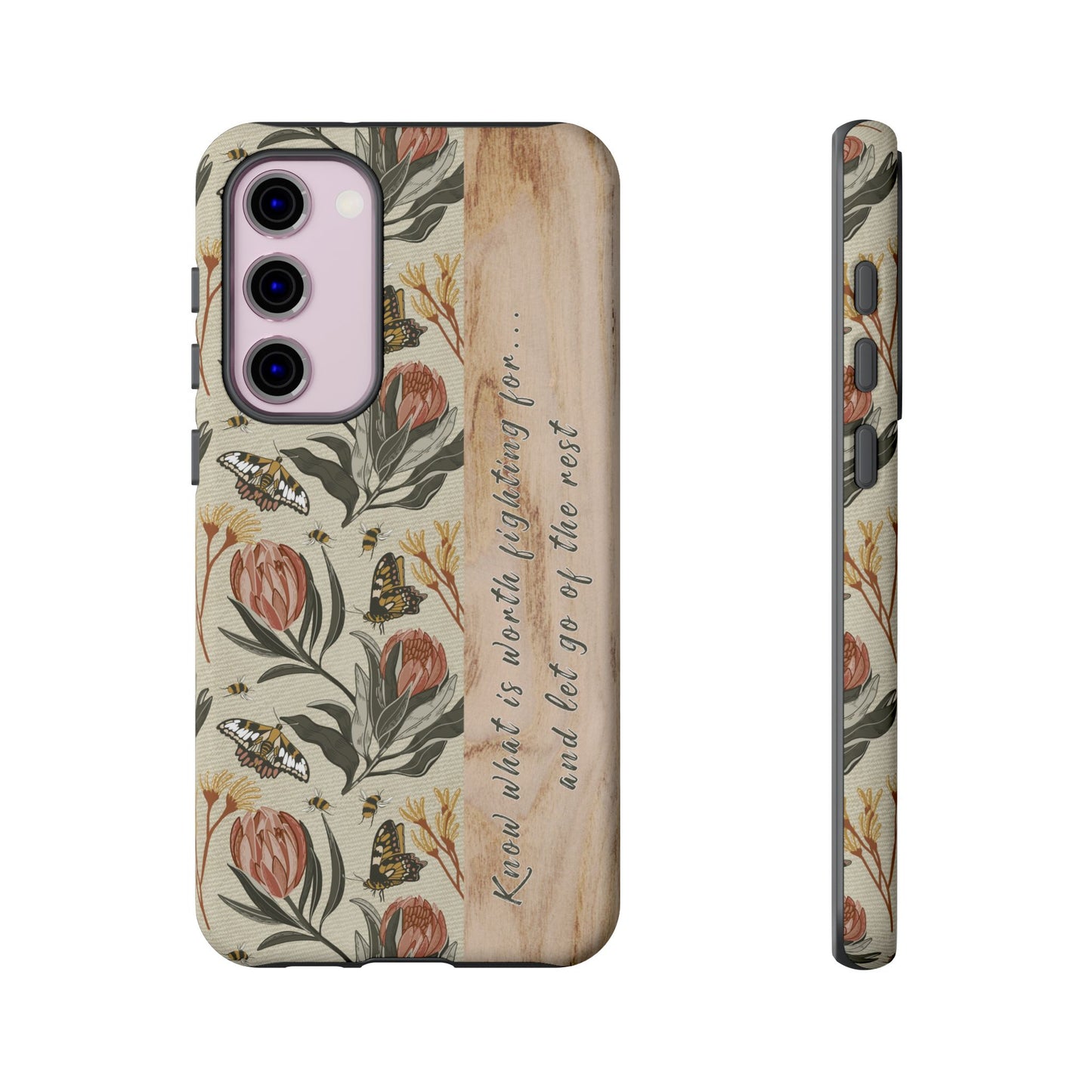 Phone tough case with hand drawn artwork and personalised affirmations