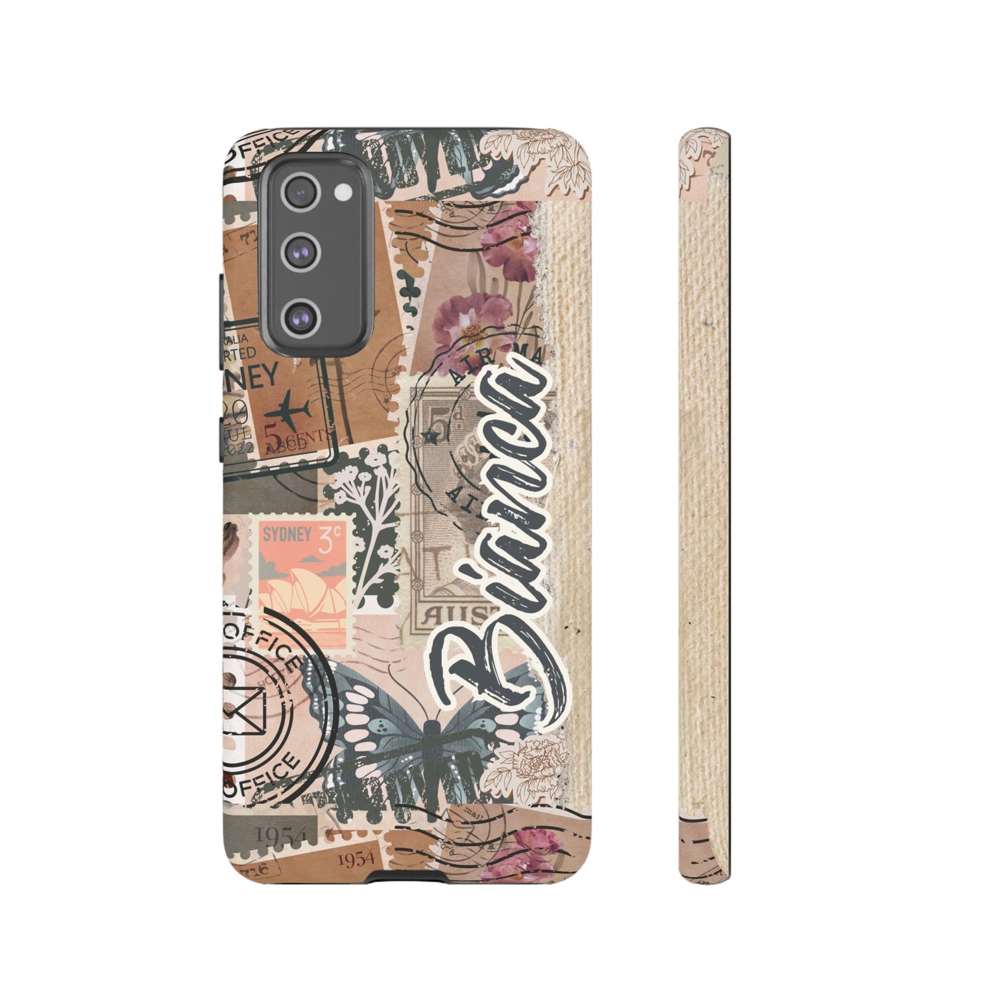 Personalised phone tough case - vintage stamp design