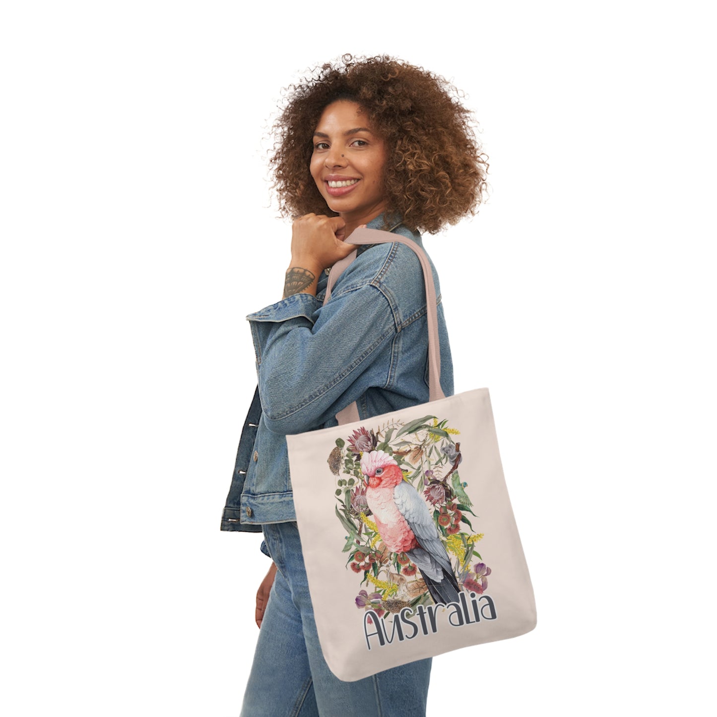 Australian Souvenir Canvas Tote Bag - Pink Galah design - Solei Designs