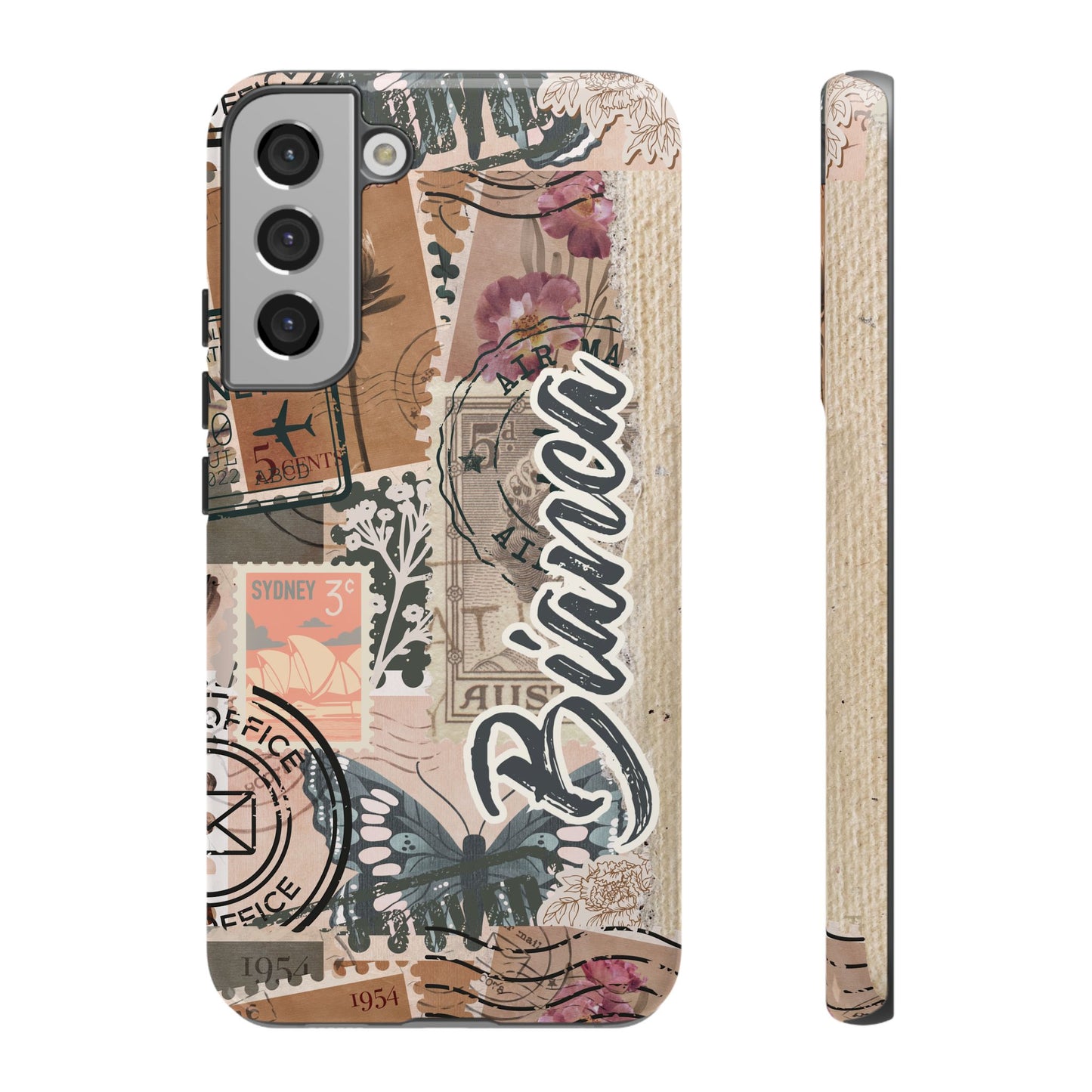 Personalised phone tough case - vintage stamp design