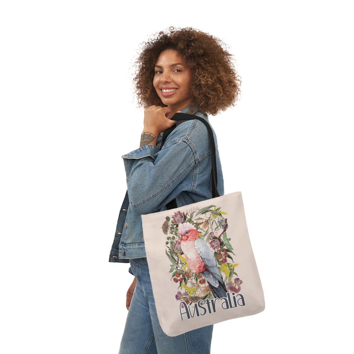 Australian Souvenir Canvas Tote Bag - Pink Galah design - Solei Designs