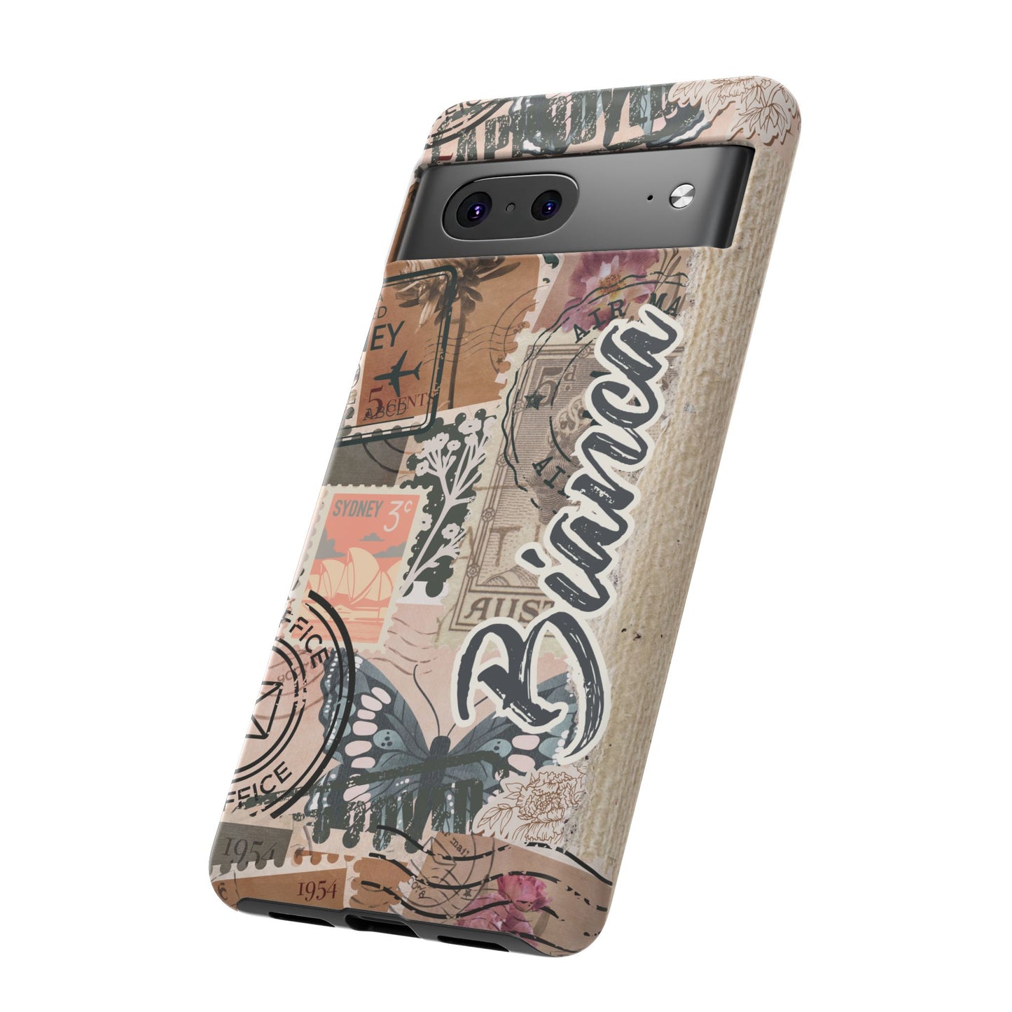 Personalised phone tough case - vintage stamp design