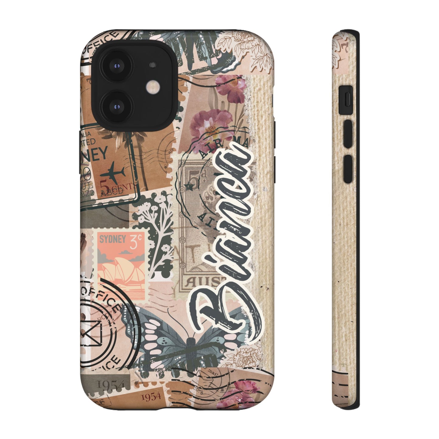 Personalised phone tough case - vintage stamp design