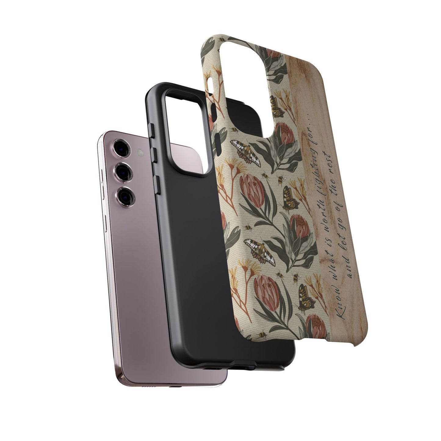 Phone tough case with hand drawn artwork and personalised affirmations