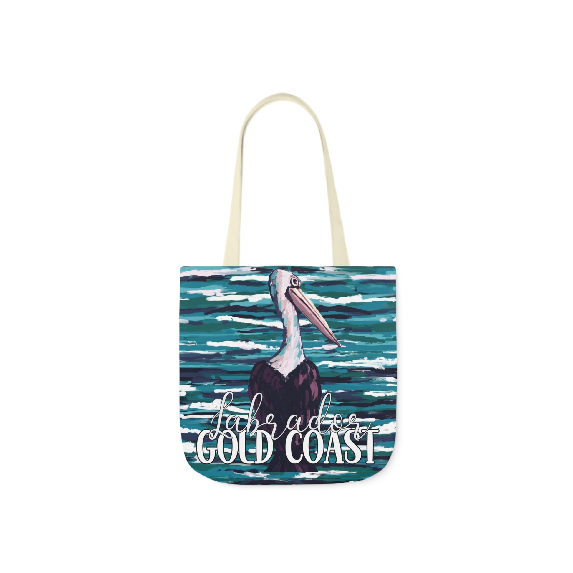 Australian Souvenir Canvas Tote Bag - Gold Coast Pelican hand drawn artwork - Solei Designs