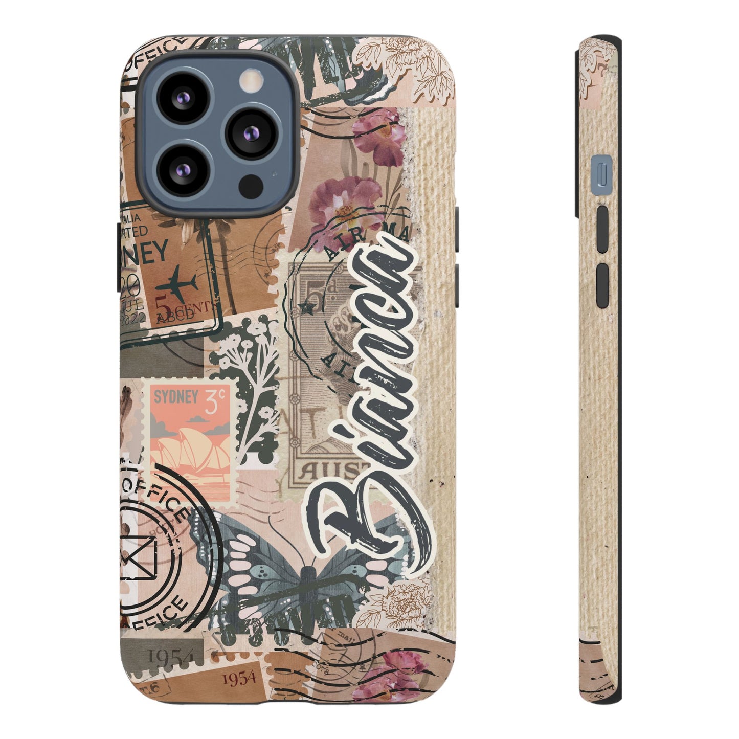 Personalised phone tough case - vintage stamp design