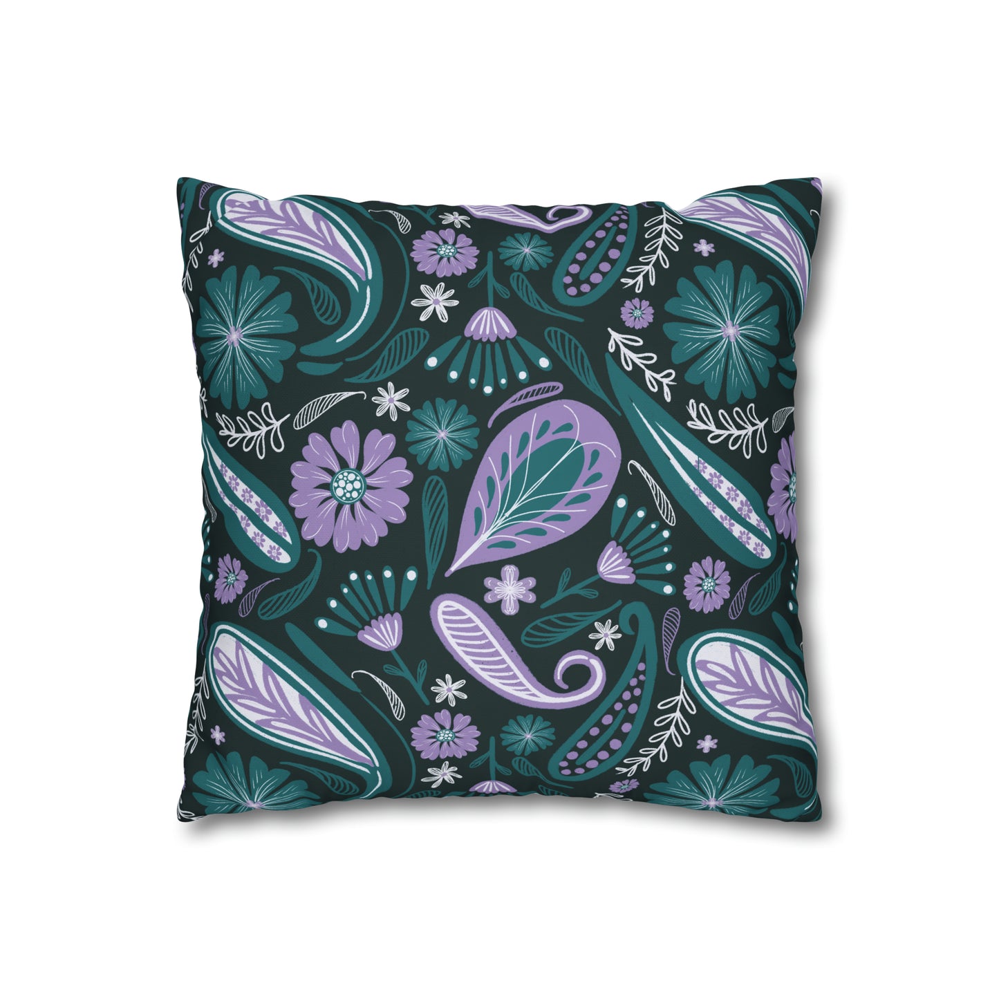 Serenity - hand drawn patterned cushion cover serene deep teal