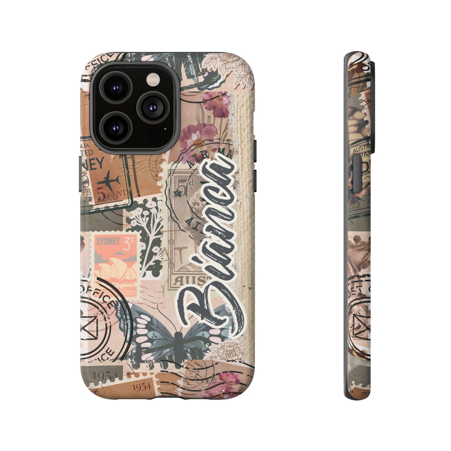 Personalised phone tough case - vintage stamp design