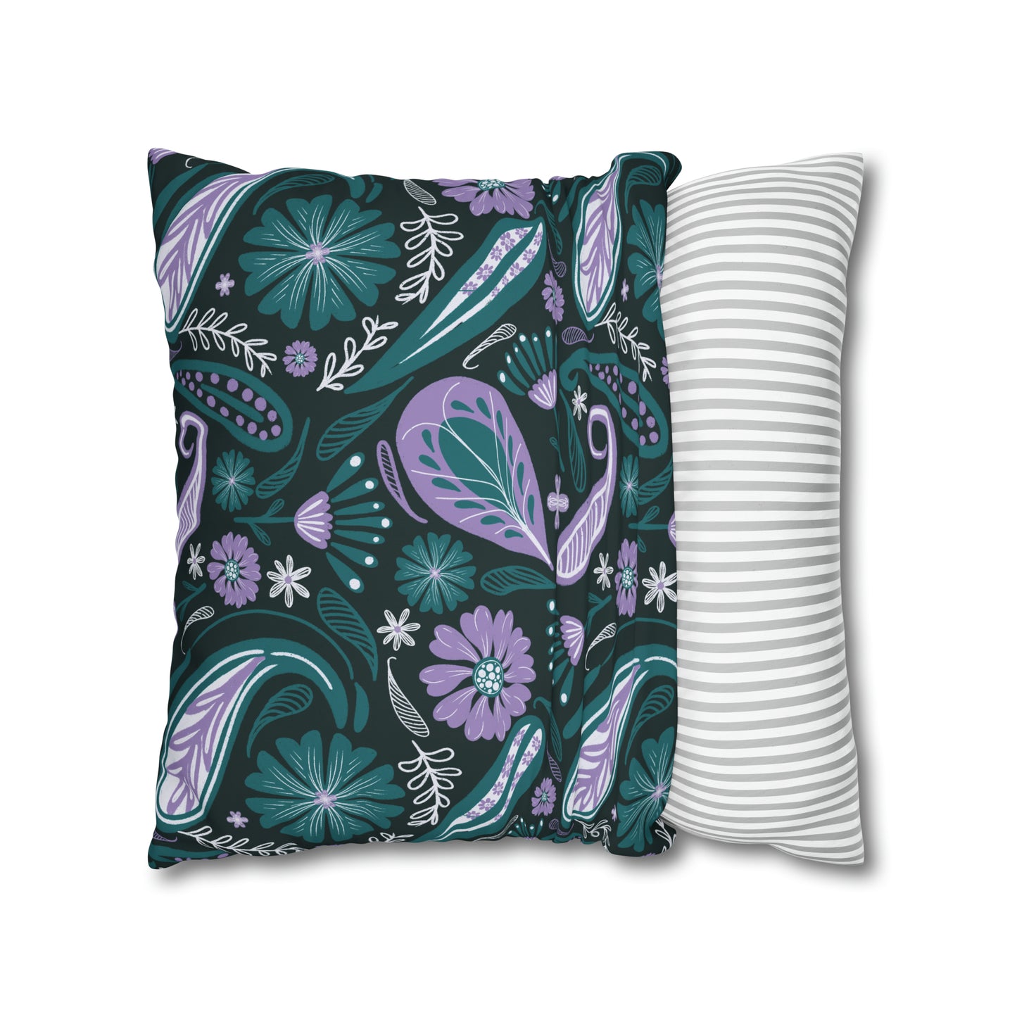 Serenity - hand drawn patterned cushion cover serene deep teal