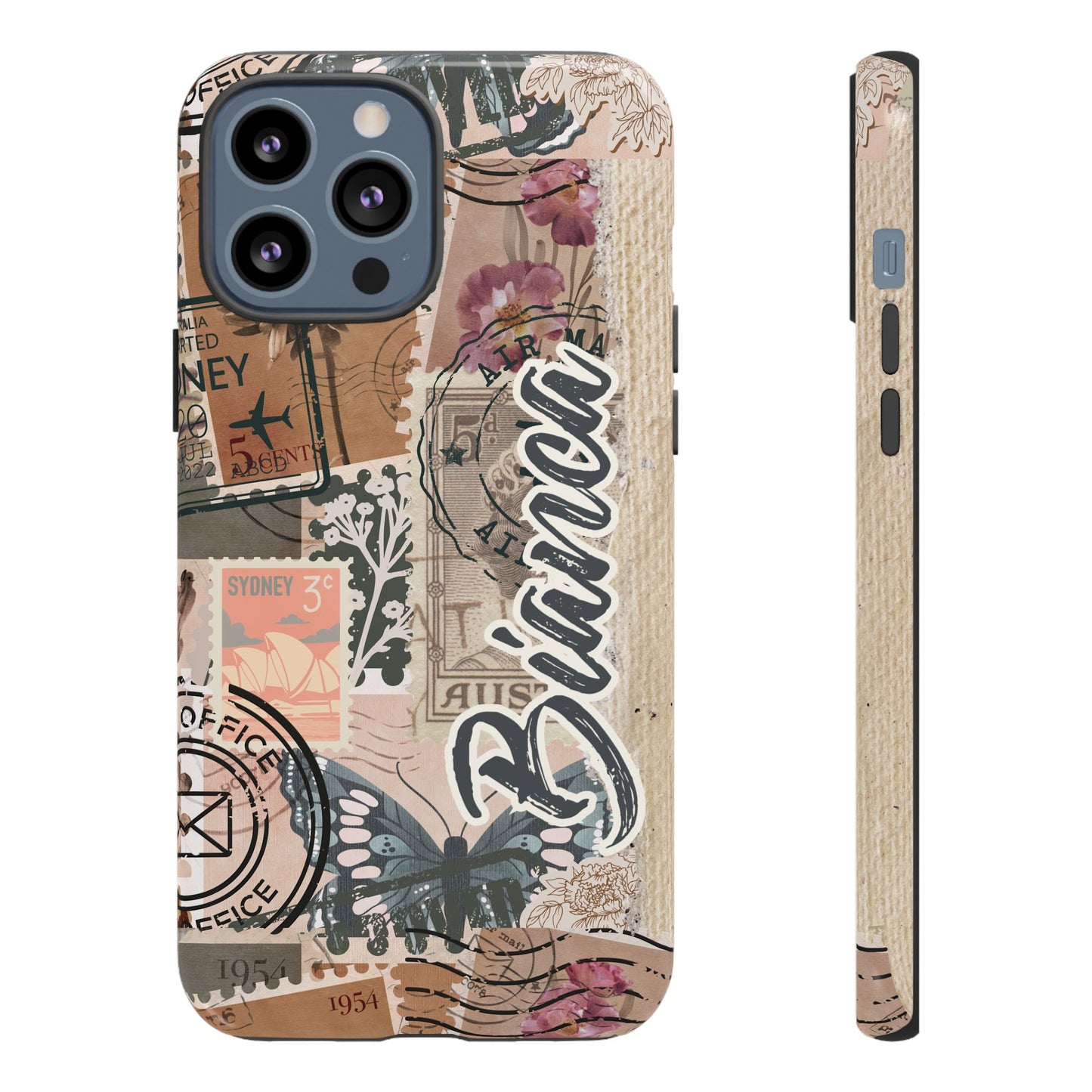 Personalised phone tough case - vintage stamp design