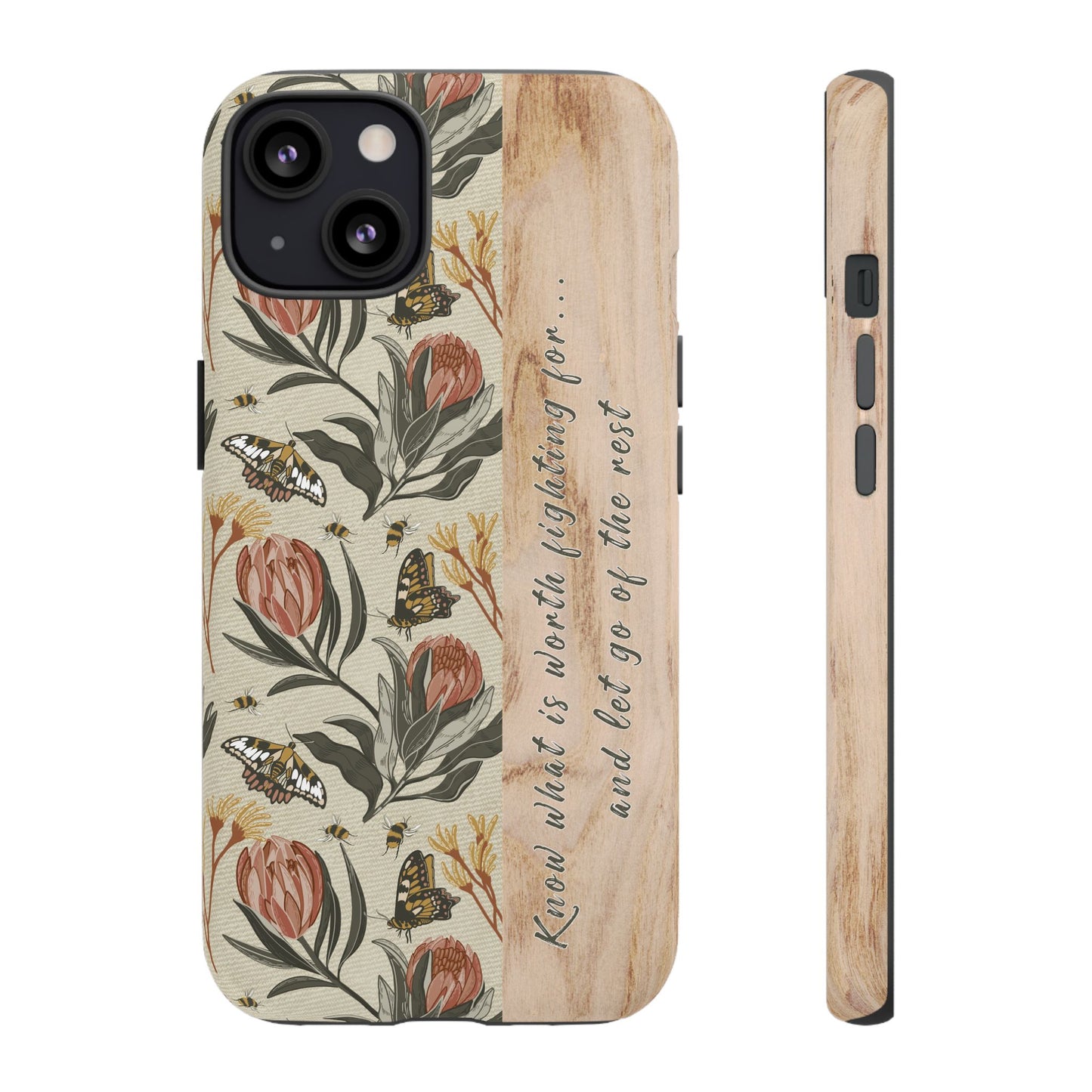 Phone tough case with hand drawn artwork and personalised affirmations