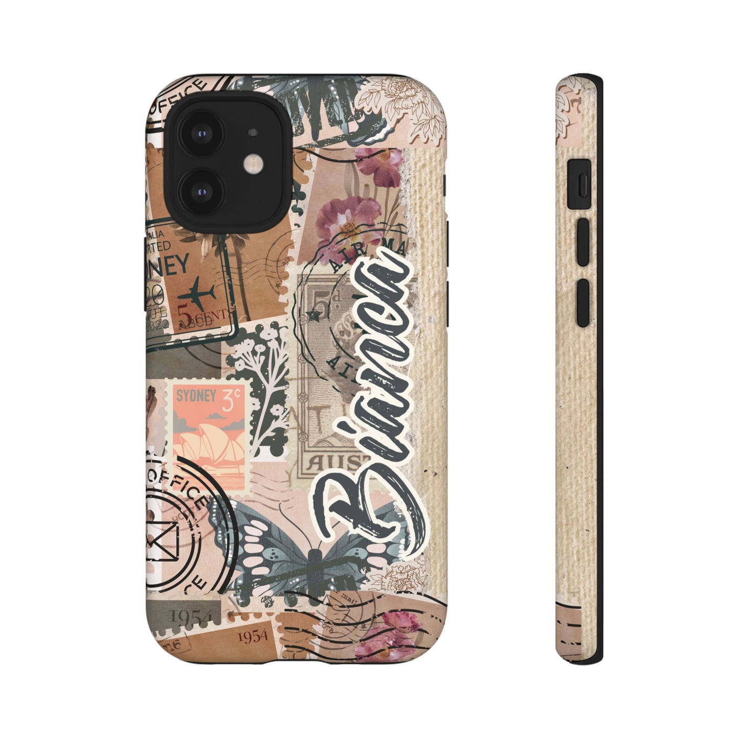 Personalised phone tough case - vintage stamp design