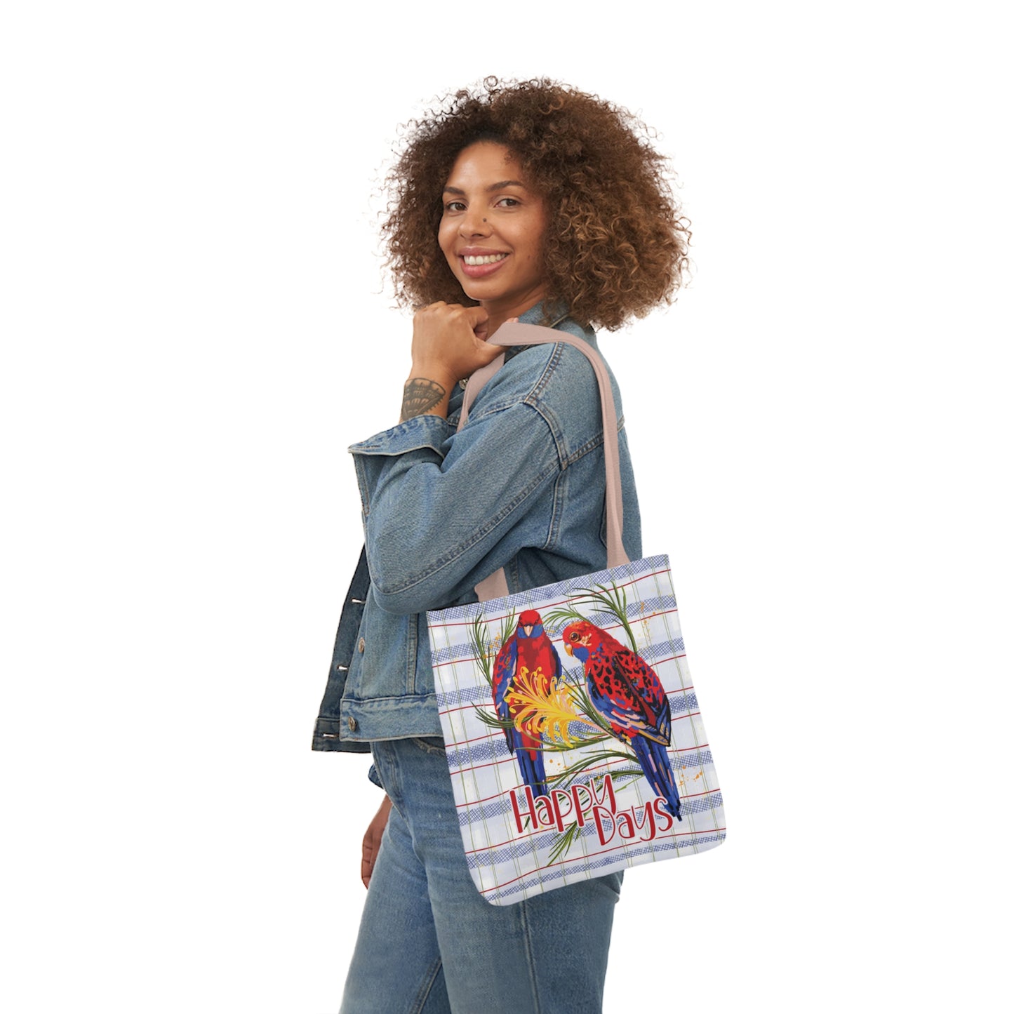 Crimson Rosella custom design Tote Bag - Hand drawn artwork & custom text available