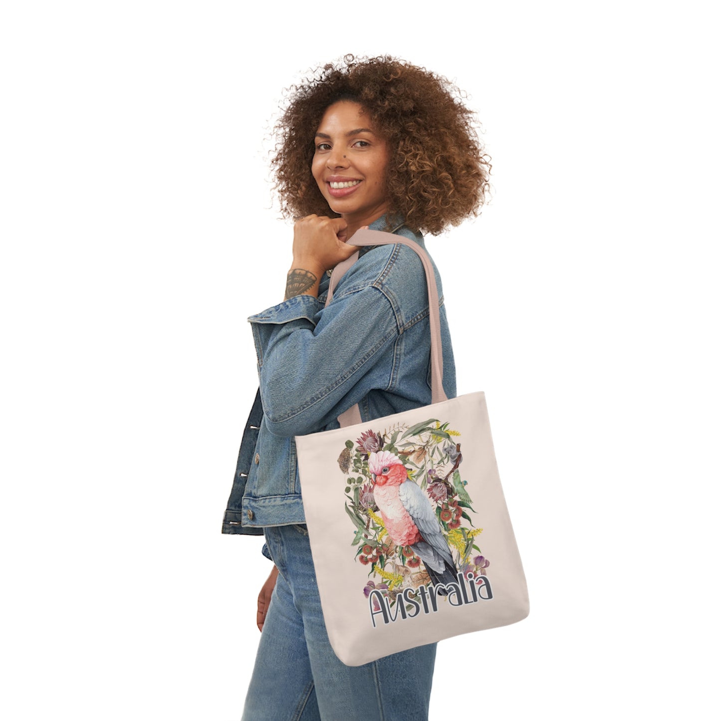 Australian Souvenir Canvas Tote Bag - Pink Galah design - Solei Designs