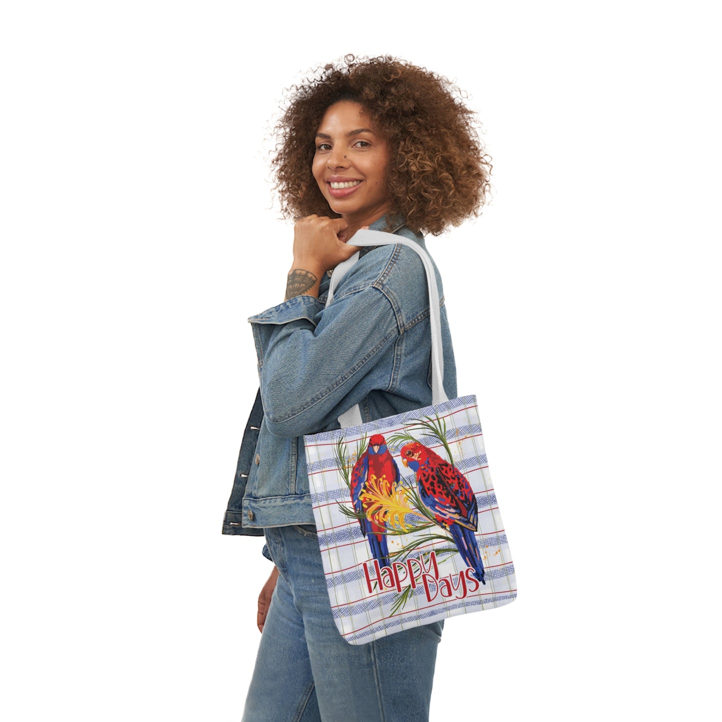 Crimson Rosella custom design Tote Bag - Hand drawn artwork & custom text available