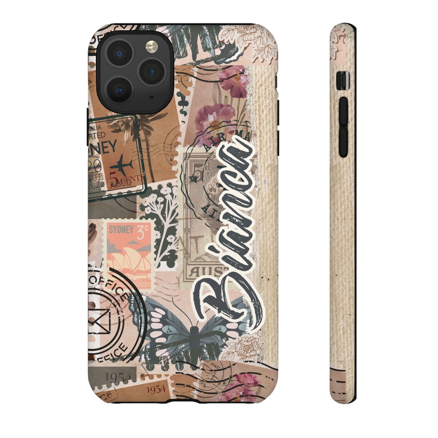 Personalised phone tough case - vintage stamp design