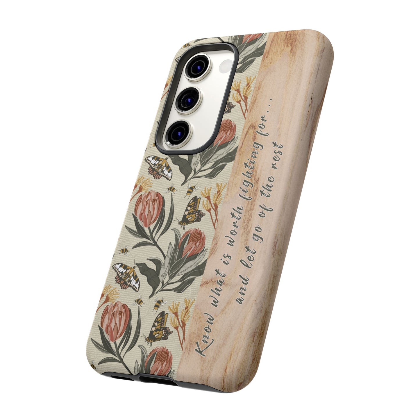 Phone tough case with hand drawn artwork and personalised affirmations