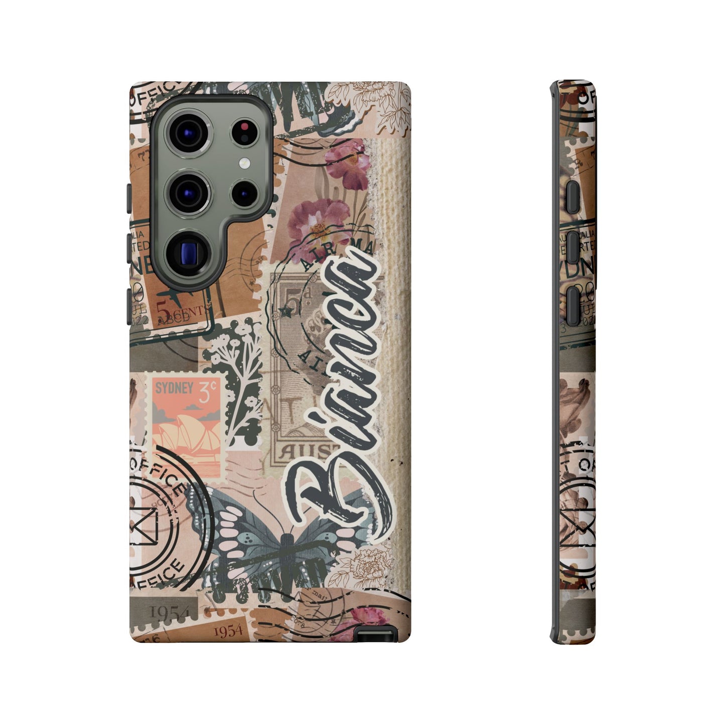 Personalised phone tough case - vintage stamp design