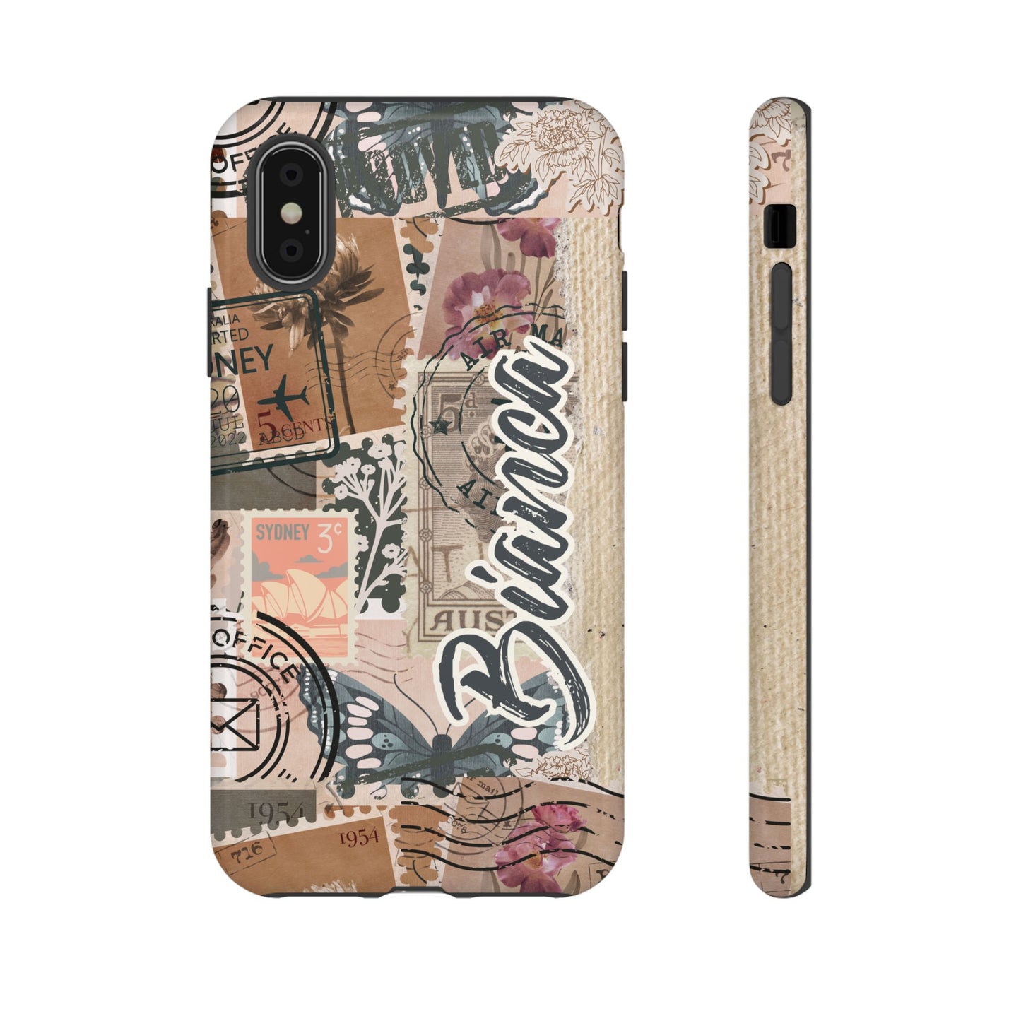 Personalised phone tough case - vintage stamp design