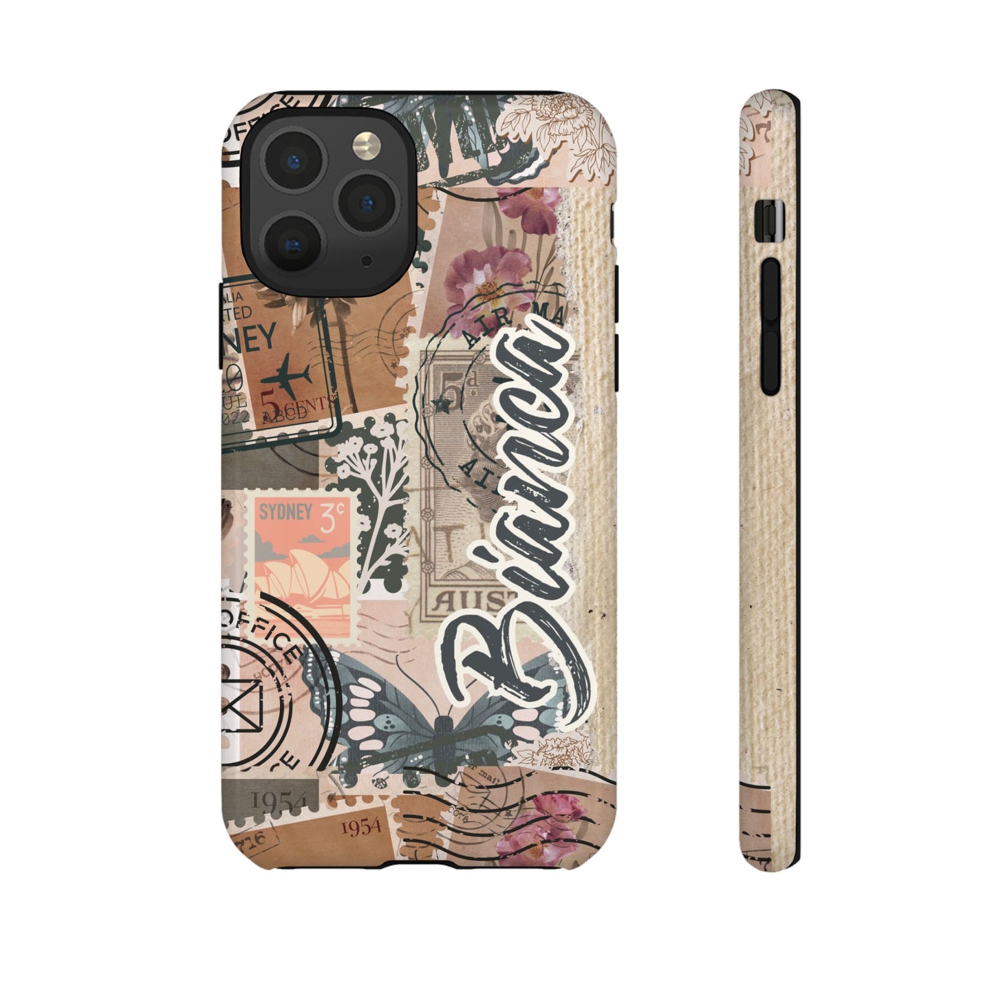 Personalised phone tough case - vintage stamp design