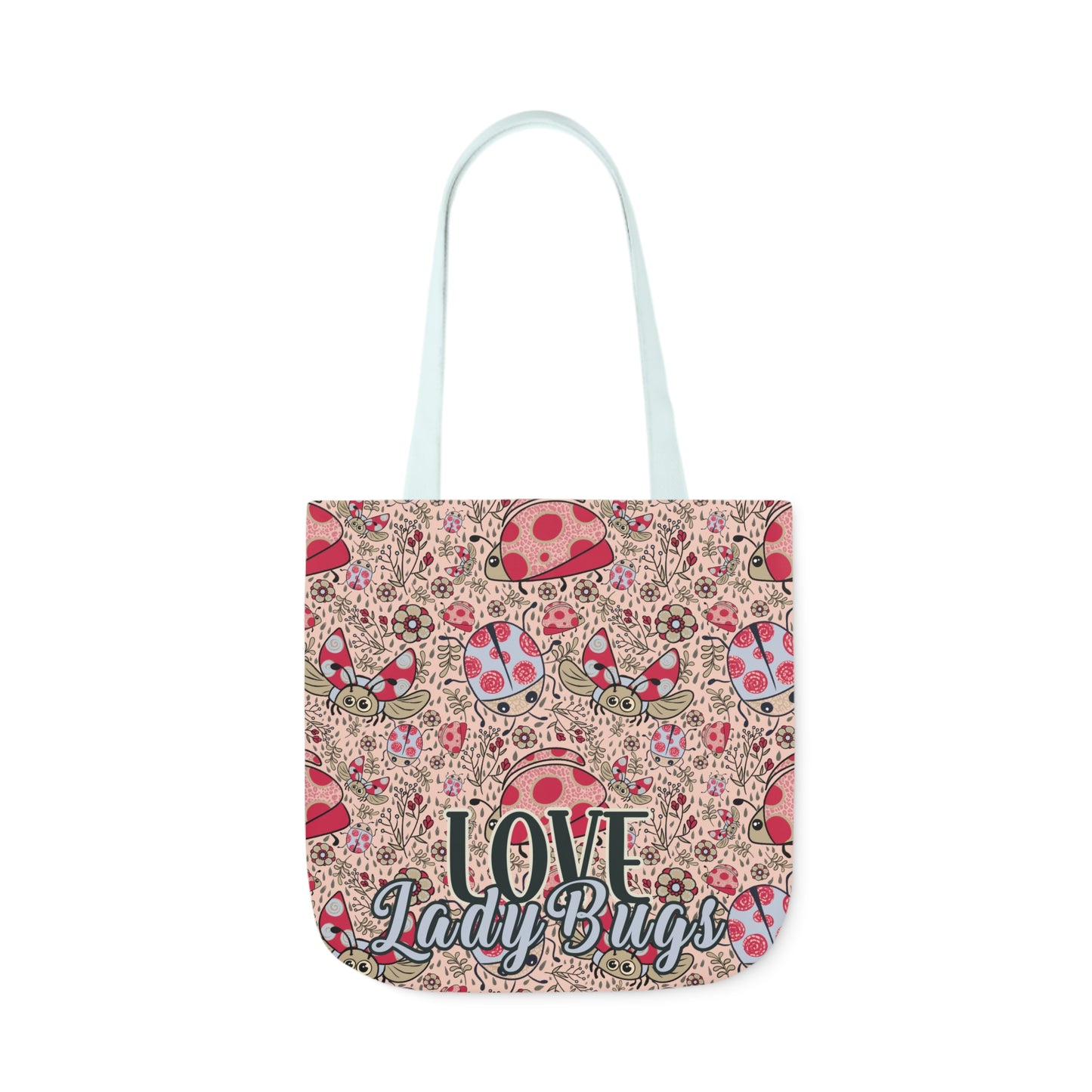 Lady Bug Love custom design Tote Bag - Hand drawn artwork & custom text available - Solei Designs